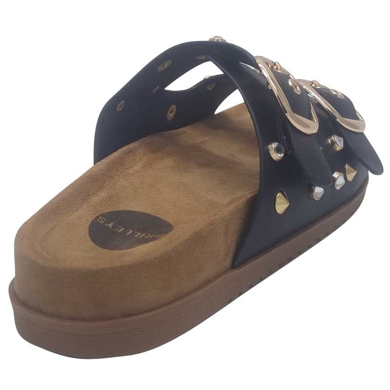 Zanni & Co Womens Drilleys Womens Black Double Strap Fashion Sandal - Ninety Seven