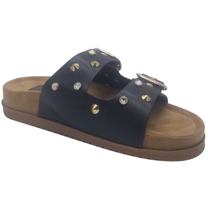 Zanni & Co Womens Drilleys Womens Black Double Strap Fashion Sandal - Ninety Seven