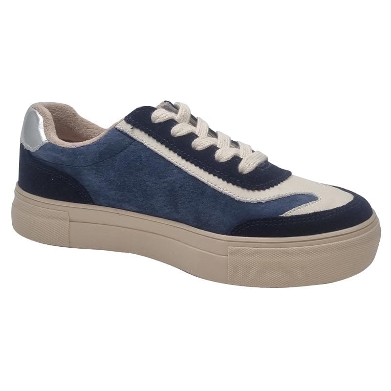 Zanni & Co Womens Drilleys Womens Navy Blue Lace-Up Trainer - Eighty