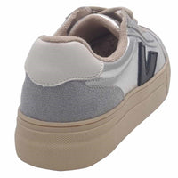 Zanni & Co Womens Drilleys Womens Silver V Design Lace-Up Trainer - Eighty