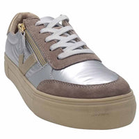 Zanni & Co Womens Drilleys Womens Silver V Design Side Zip Trainer - Eighty One