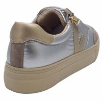 Zanni & Co Womens Drilleys Womens Silver V Design Side Zip Trainer - Eighty One