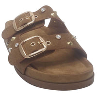 Zanni & Co Womens Drilleys Womens Tan Double Strap Fashion Sandal - Ninety Seven