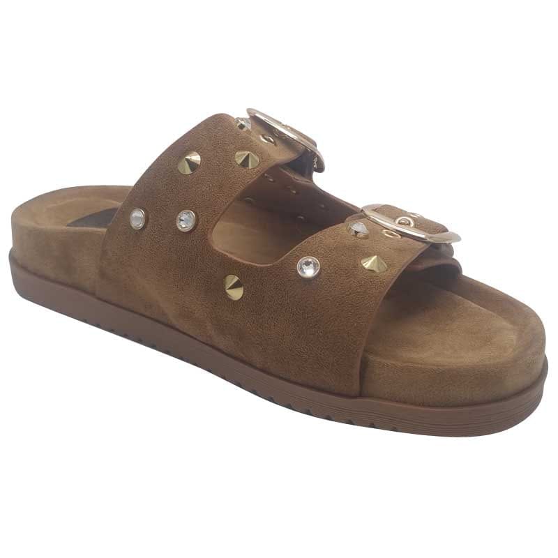 Zanni & Co Womens Drilleys Womens Tan Double Strap Fashion Sandal - Ninety Seven