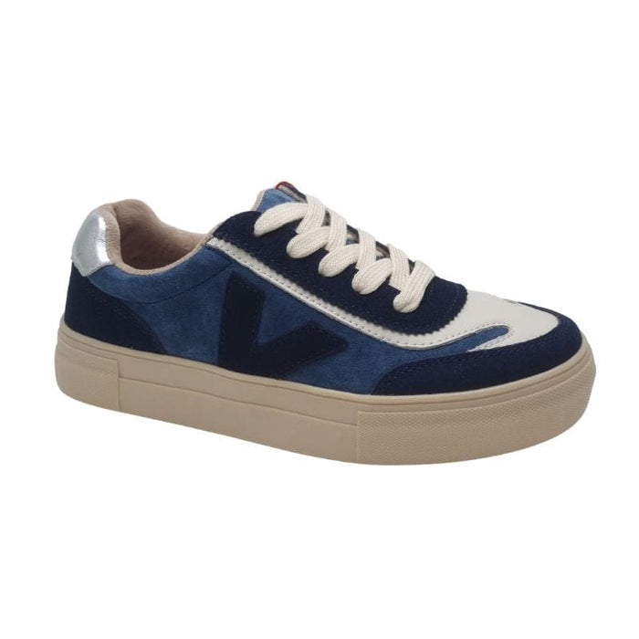 Zanni & Co Womens NAVY / 3UK Drilleys Womens Navy Blue Lace-Up Trainer - Eighty