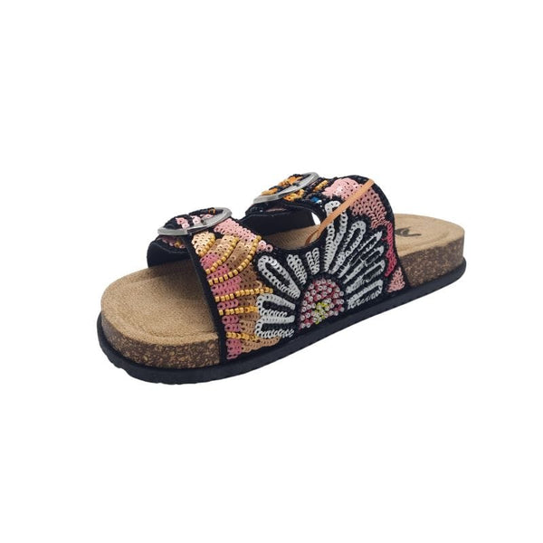 Zanni & Co Womens OMG Multi Coloured Black Mule Sandal By Zanni & Co - Yinas