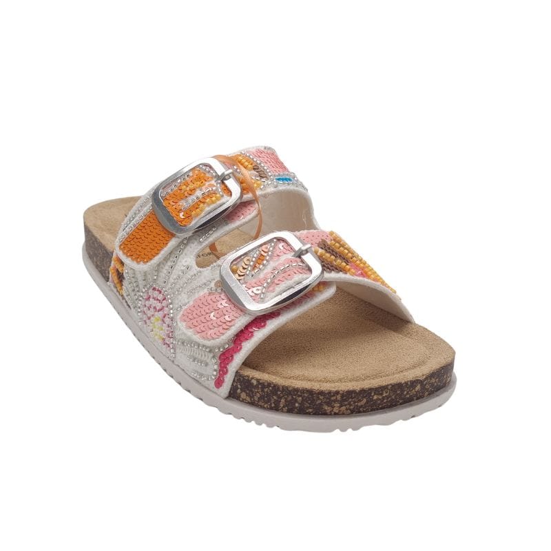 Zanni & Co Womens OMG Multi Coloured White Mule Sandal By Zanni & Co - Yinas