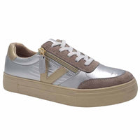 Zanni & Co Womens SILVER / 3UK Drilleys Womens Silver V Design Side Zip Trainer - Eighty One