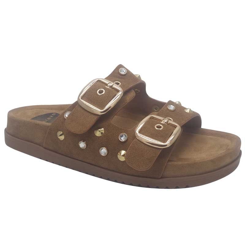 Zanni & Co Womens TAN / 3UK Drilleys Womens Tan Double Strap Fashion Sandal - Ninety Seven