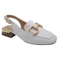 Zanni & Co Womens WHITE / 3UK Zanni & Co Womens White Patent Low Heel Dressy Slingback Shoes - Diraz