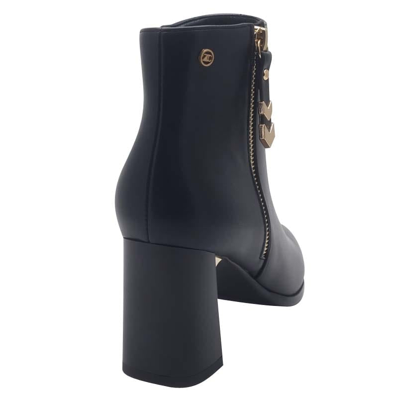 Zanni & Co Womens Zanni & Co Black Matt Side Zip Block Heel Ankel Boot - Lucun