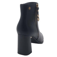 Zanni & Co Womens Zanni & Co Black Matt Side Zip Block Heel Ankel Boot - Lucun