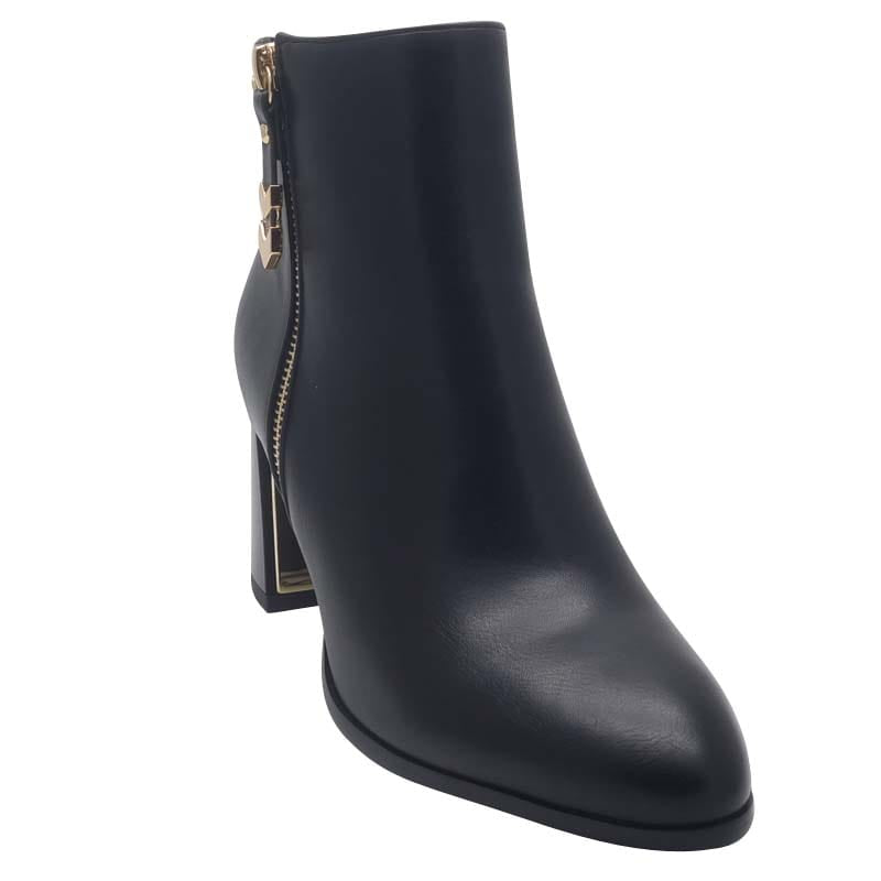 Zanni & Co Womens Zanni & Co Black Matt Side Zip Block Heel Ankel Boot - Lucun