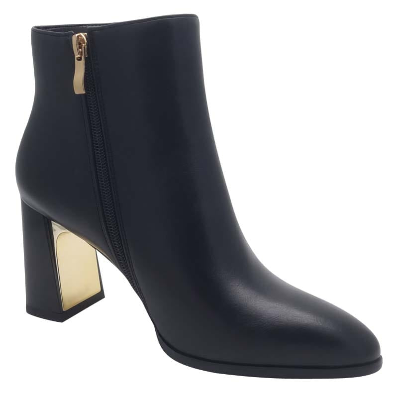 Zanni & Co Womens Zanni & Co Black Matt Side Zip Block Heel Ankel Boot - Lucun