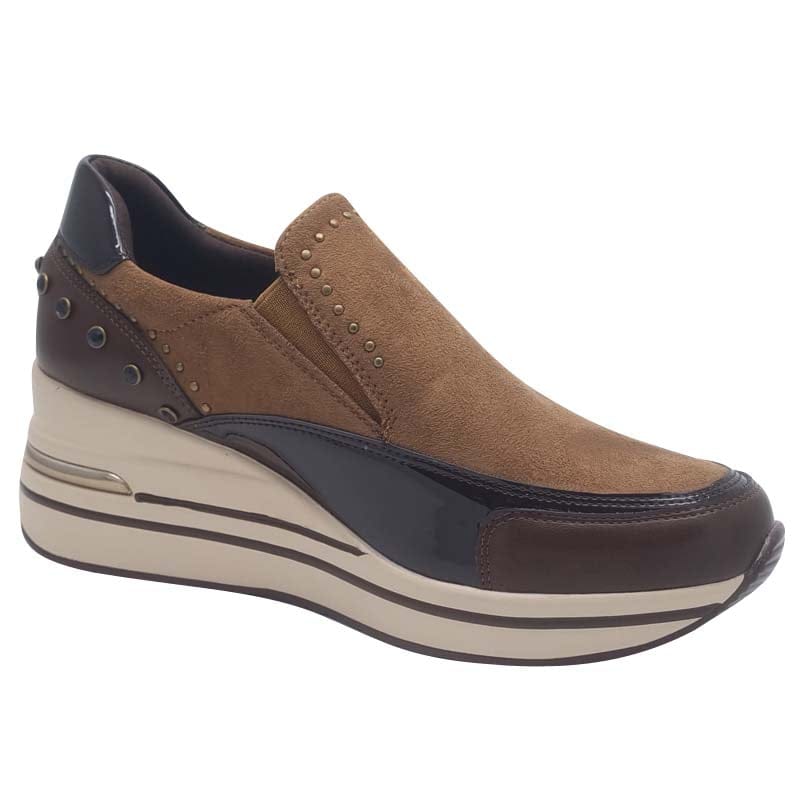Zanni & Co Womens Zanni & Co Brown Slip On Wedge Shoe - Bozhou One