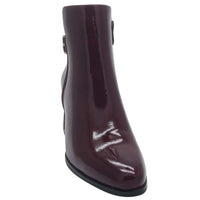 Zanni & Co Womens Zanni & Co Burgundy Patent Side Zip Block Heel Ankel Boot - Meicun
