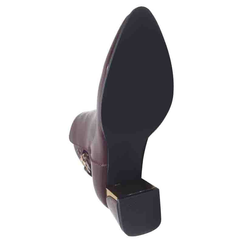 Zanni & Co Womens Zanni & Co Burgundy Patent Side Zip Block Heel Ankel Boot - Meicun