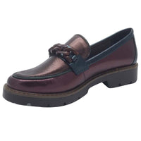 Zanni & Co Womens Zanni & Co Burgundy Slip On Low Heel Loafer - Daqia One