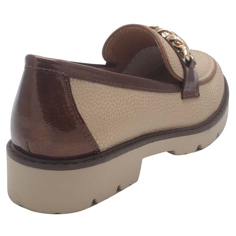 Zanni & Co Womens Zanni & Co Gold Shimmer Slip On Low Heel Loafer - Daqia One