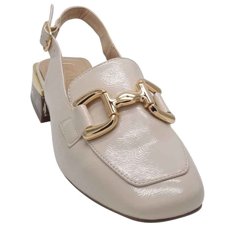 Zanni & Co Womens Zanni & Co Womens Cream Patent Low Heel Dressy Slingback Shoes - Diraz