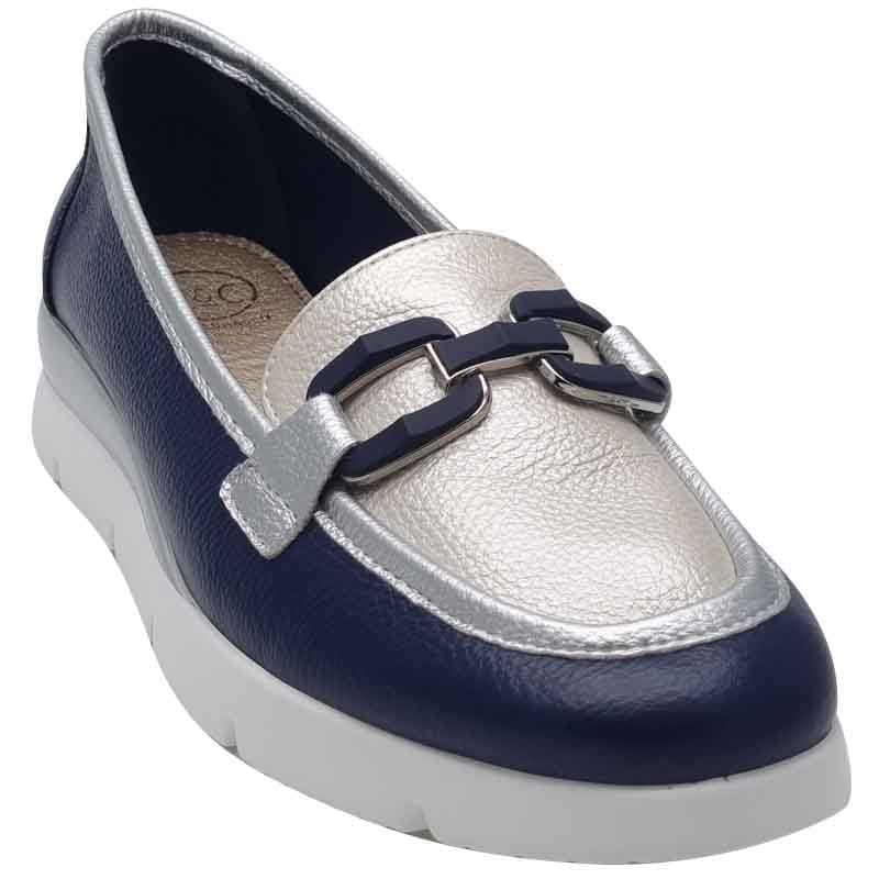 Zanni & Co Womens Zanni & Co Womens Navy Patent Low Wedge Shoe - Sakori Kasol One