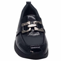 Zanni & Co Womens Zanni & Co Womens Patent Black Slip-On Loafer - Chilan-One