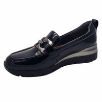 Zanni & Co Womens Zanni & Co Womens Patent Black Slip-On Loafer - Chilan-One