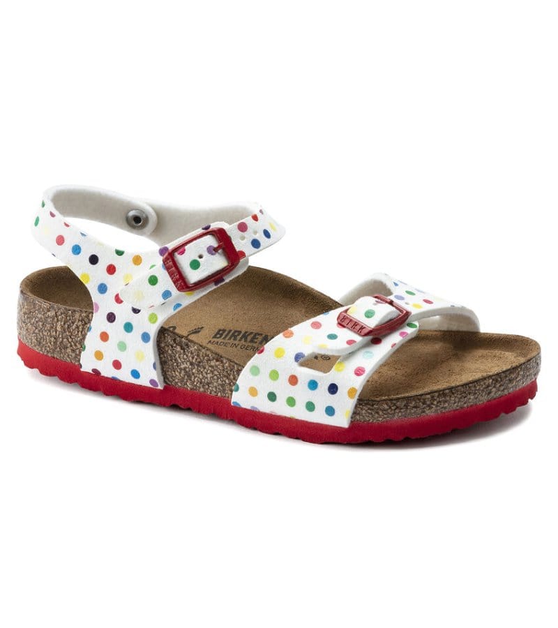 Birkenstock Kids 10UK / WHITE Birkenstock Junior Girls Polka Dot Sandal - Rio 1021698