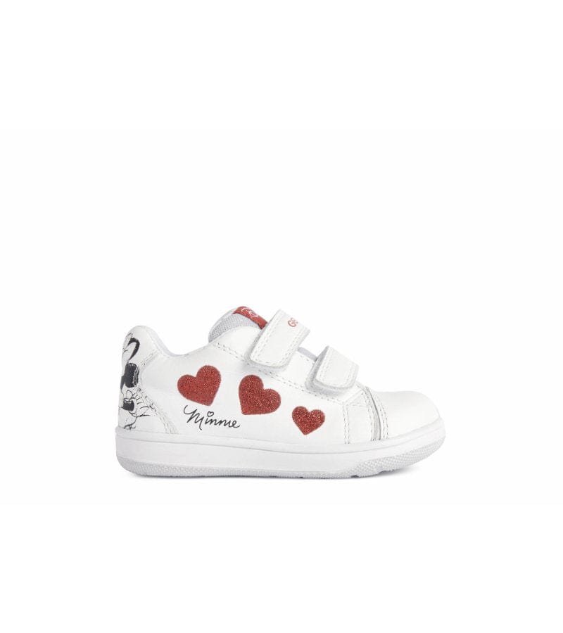 Geox Kids 4UK / WHITE Geox Infant Girl New Flick Leather Minnie Mouse Shoe B251HA