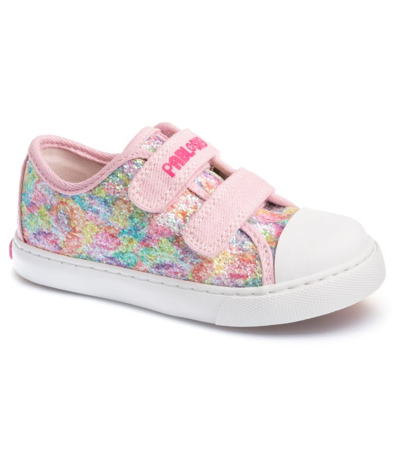 Pablosky Kids Pablosky Junior Girls Glitter Multicolour Canvas Shoe 973070
