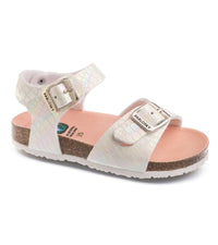 Pablosky Kids Pablosky Junior Girls Textured Pearlescent Sandal With Footbed Support 423700