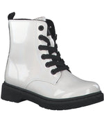 S Oliver Kids 12.5UK / WHITE S Oliver Girls Patent Ankle Boots 5-45211-39