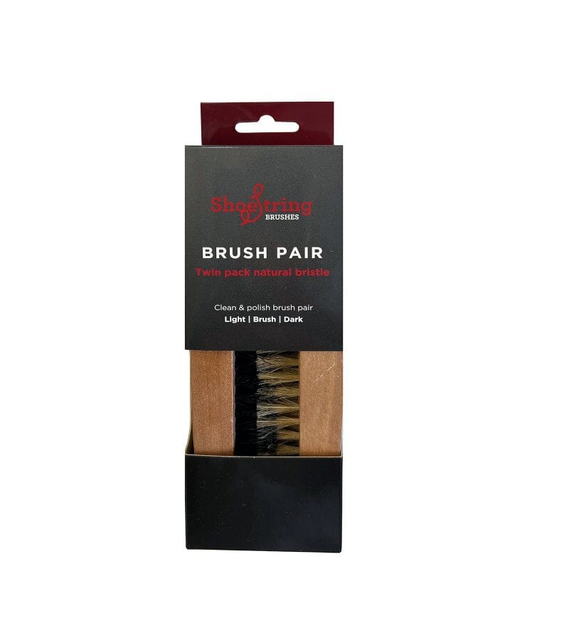 Shoe String Shoe Care ONE SIZE / MULTI Shoe String Brushes 2 Pair Pack Pure Bristles Light & Dark 89967