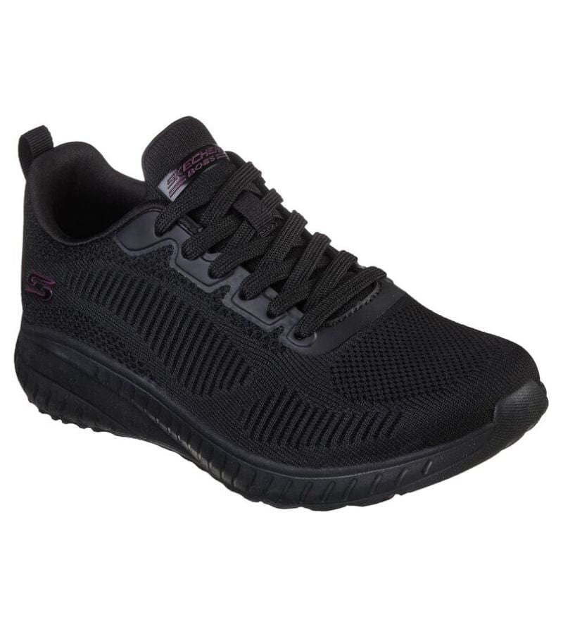 Skechers Womens 3UK / BLACK Skechers Womens Bobs Sport Squad Black Runner - Face Off 117209