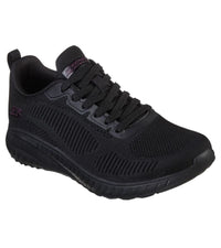 Skechers Womens 3UK / BLACK Skechers Womens Bobs Sport Squad Black Runner - Face Off 117209